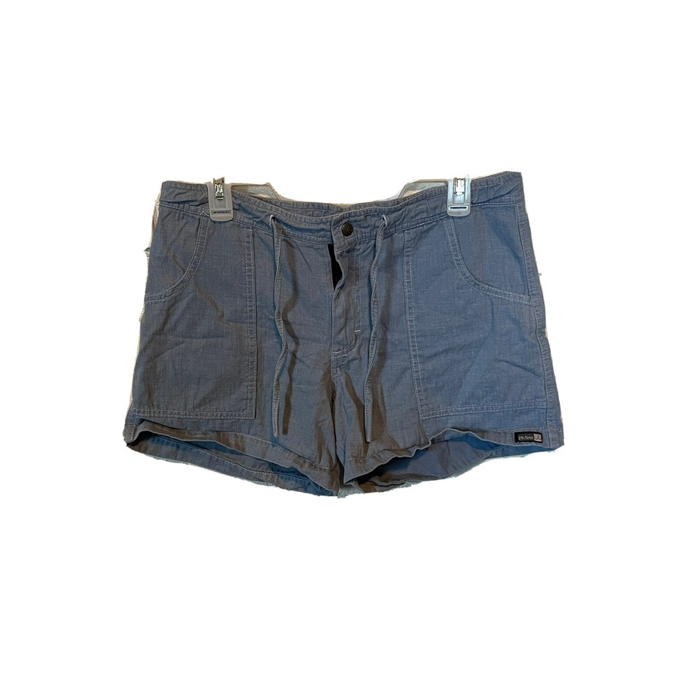 PRANA WOMENS SHORTS SIZE S BLUE TIE WAIST 100% COTTON W/POCKETS BO